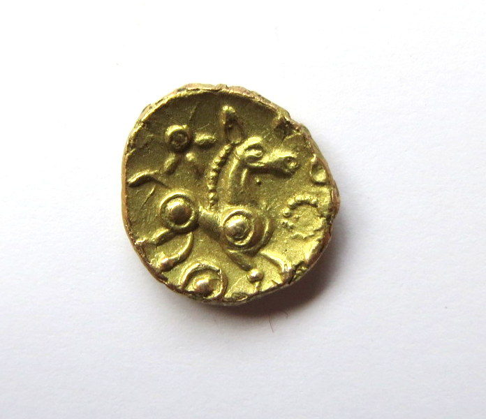 Catuvellauni, Raunds Wing Gold Quarter Stater 45-40BC Rare-7857