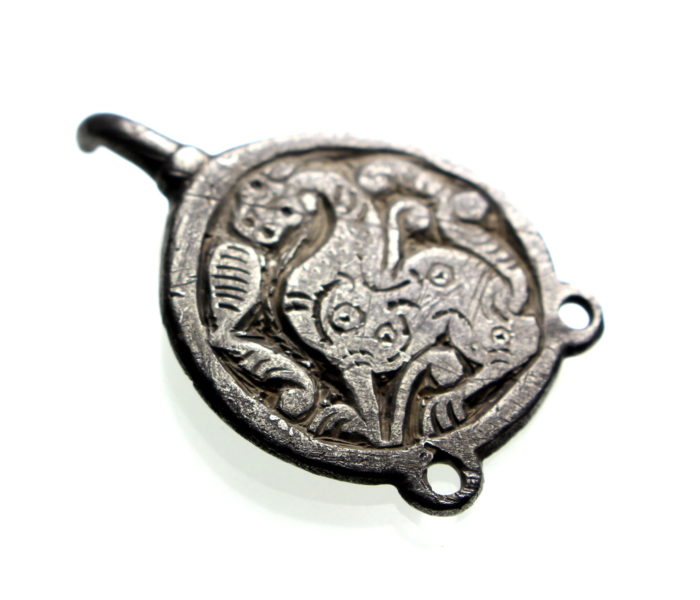 Silver Anglo Saxon Dress Hook Depicting Wonderful Beast.-0