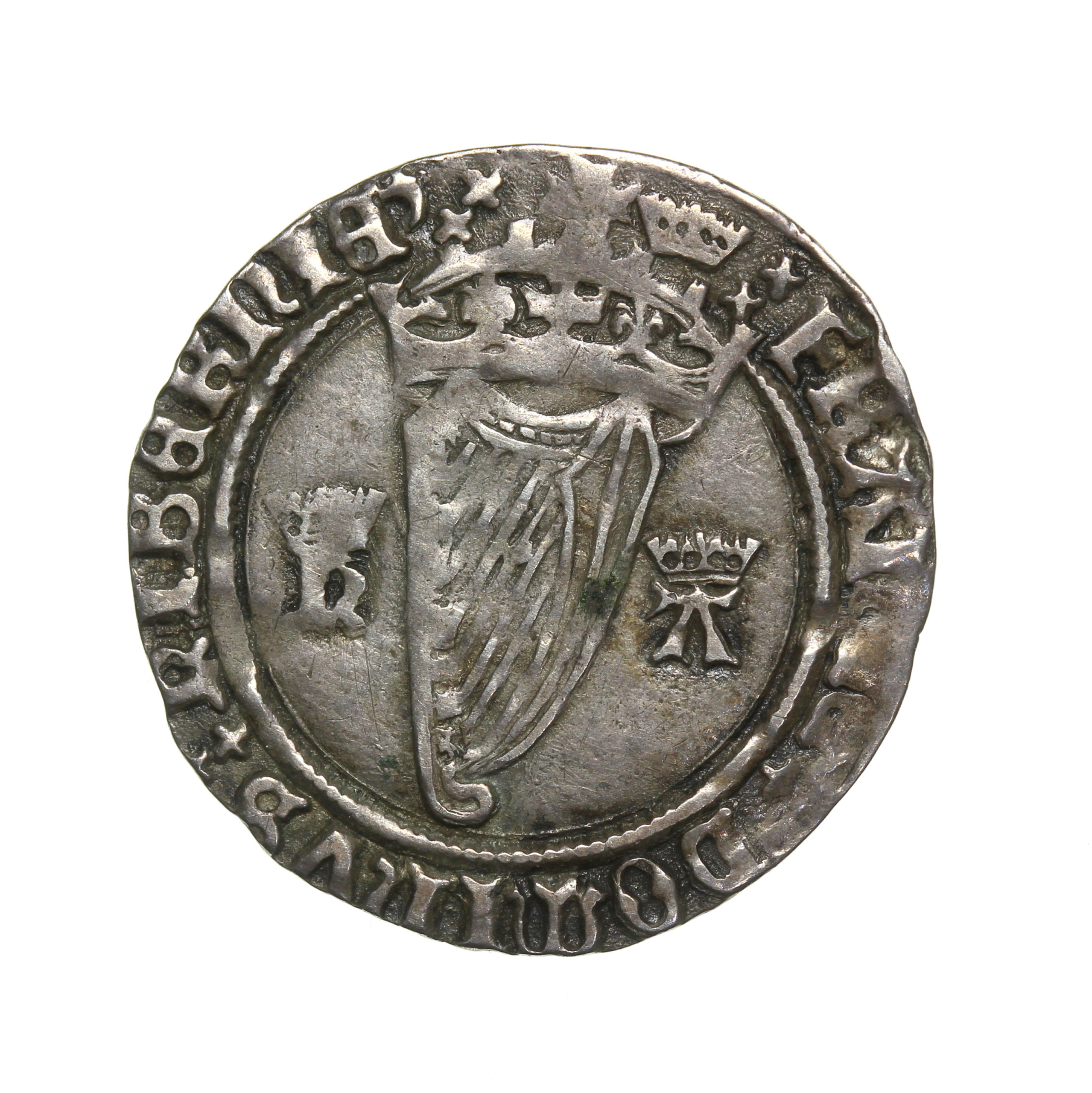 Ireland Henry VIII Anne Boleyn 1509 1547AD Silver Harp Groat