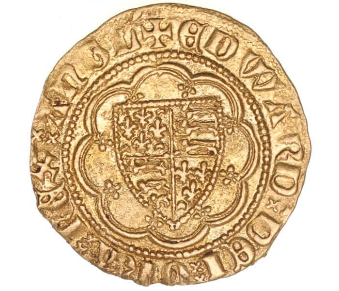 Edward III AD 1327-1377 Gold Quarter Noble Treaty Period London